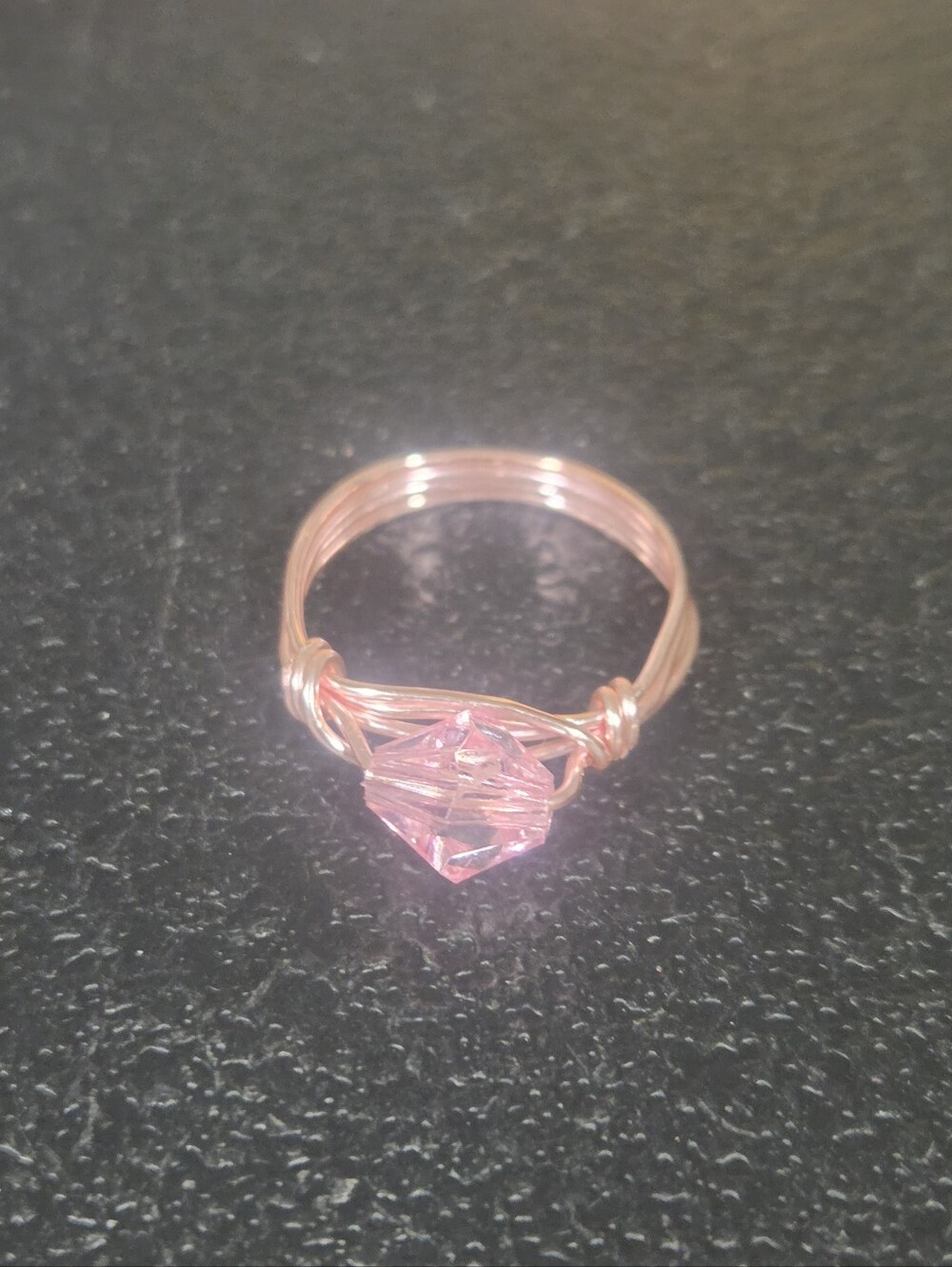 Handcrafted Pink Wire Wrapped Ring - Women Jewelry